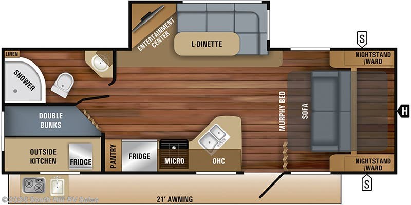 Floorplan of 2019 Jayco White Hawk 24MBH