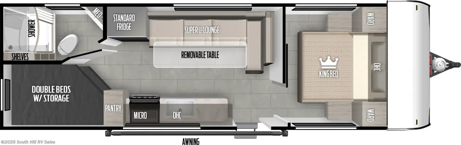 Floorplan of 2026 Forest River Salem FSX 266BHLE