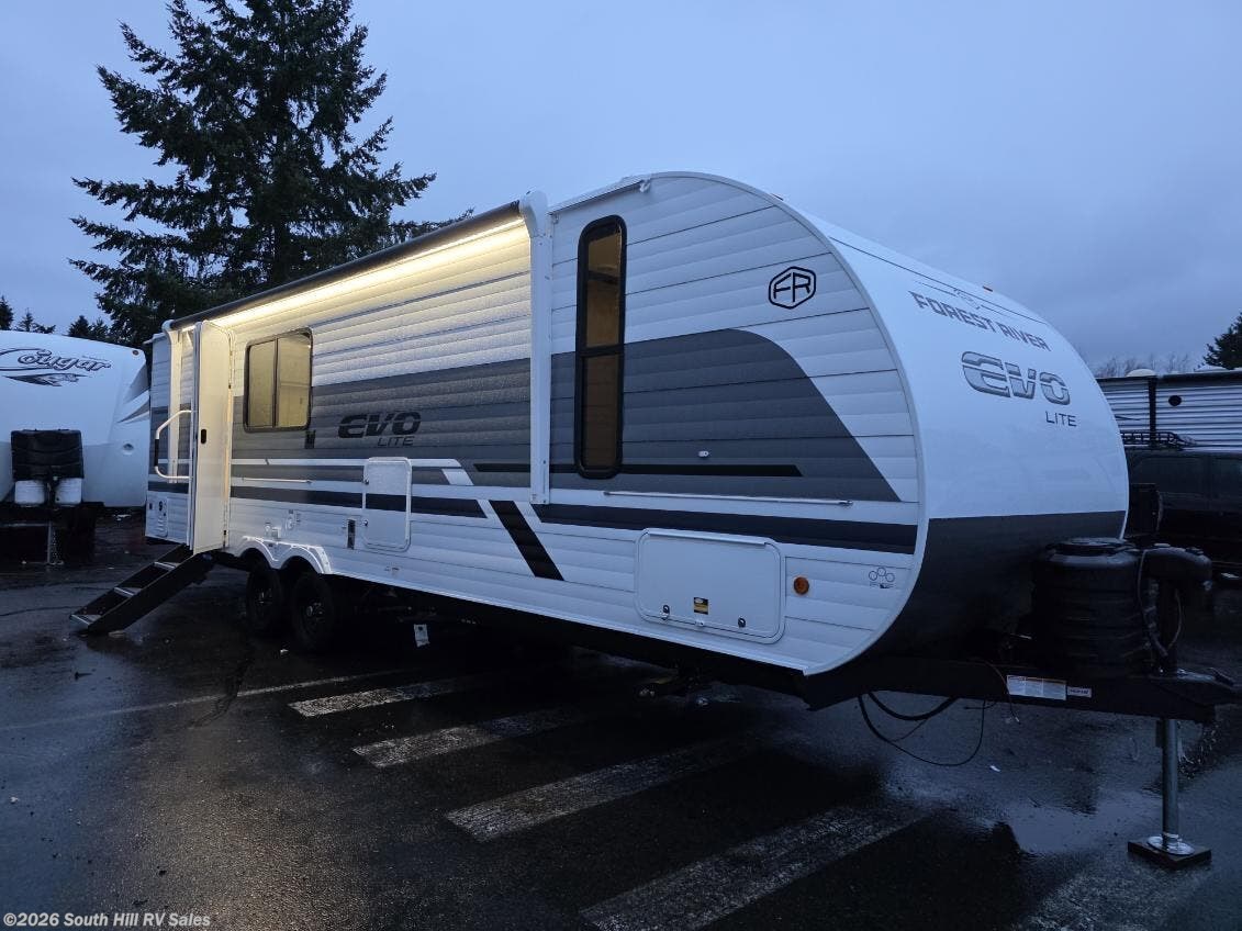 2026 Forest River EVO Lite 25ICE - New Travel Trailer For Sale by South Hill RV Sales in Yelm, Washington features Awning, Power Awning, Skylight, Medicine Cabinet, Solar Panels