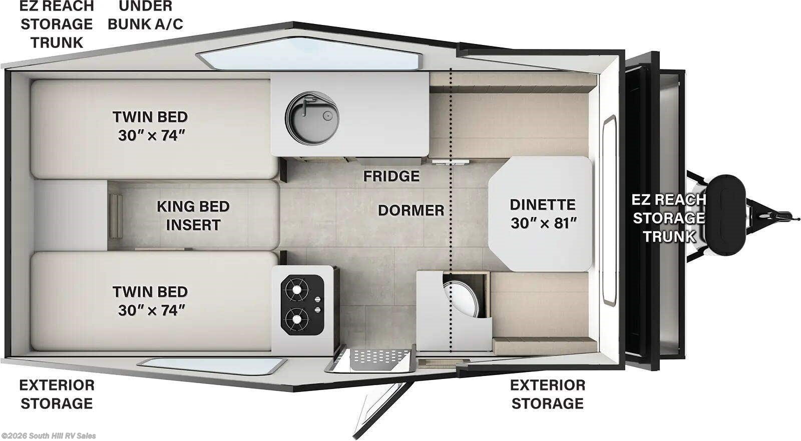 Floorplan of 2026 Forest River Rockwood Hard Side A213HS