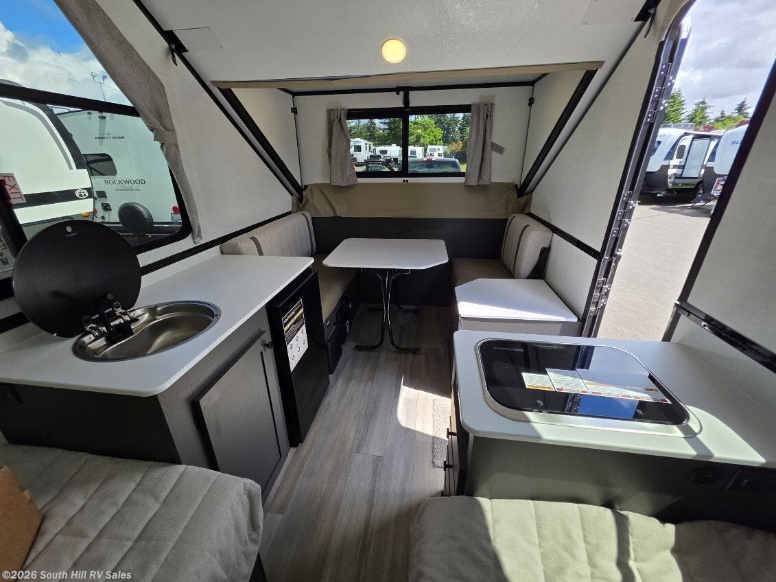 2026 Forest River Rockwood Hard Side A213HS - New Popup For Sale by South Hill RV Sales in Yelm, Washington features Converter, Detachable, Water Heater, Leveling Jacks, Stabilizer Jacks
