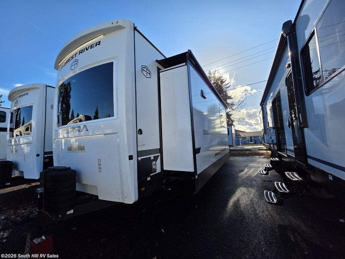 2026 Forest River Sierra Destination 422FKL - New Destination Trailer For Sale by South Hill RV Sales in Puyallup, Washington features Washer/Dryer Prep, Furnace, Auxiliary Battery, Tinted Windows, CO Detector