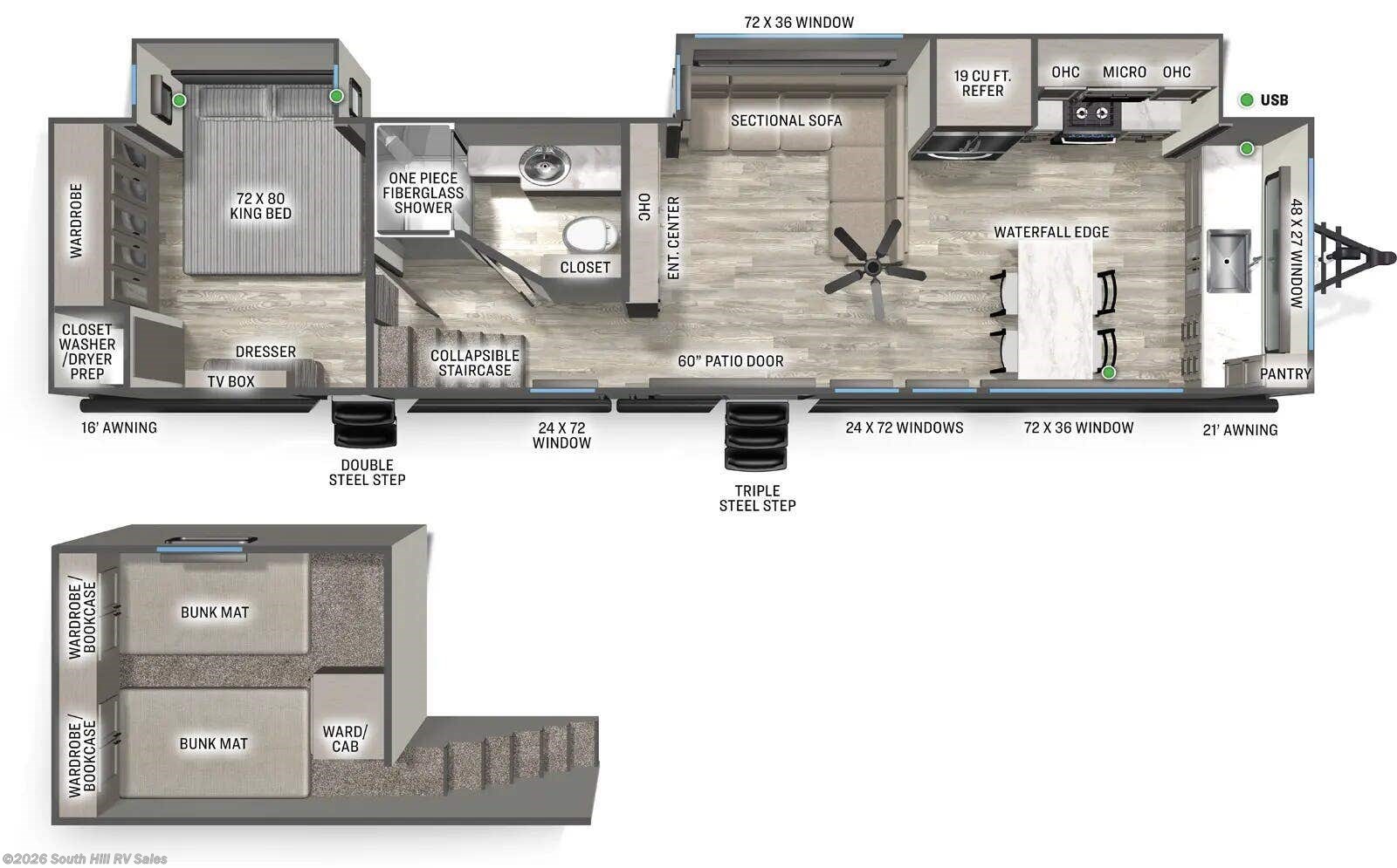 Floorplan of 2026 Forest River Sierra Destination 422FKL