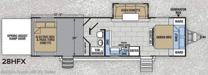 Floorplan of 2019 Forest River XLR Hyperlite 28HFX