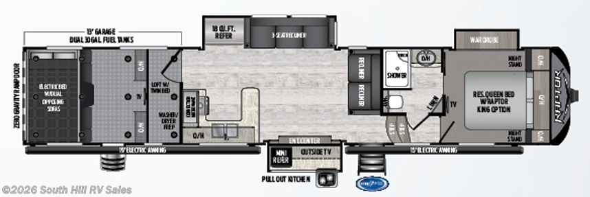 Floorplan of 2020 Keystone Raptor 423