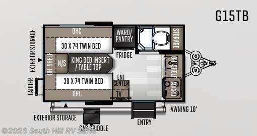 Floorplan of 2020 Forest River Rockwood Geo Pro G15TB