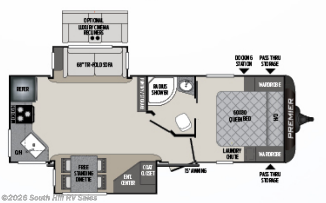 Floorplan of 2020 Keystone Bullet Premier 24RKPR