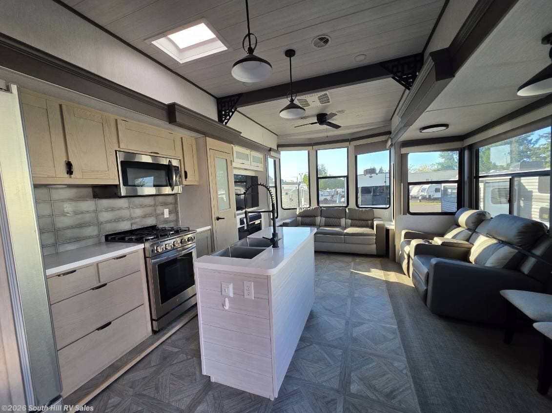 2024 Forest River Salem Grand Villa 42FLDL - Used Destination Trailer For Sale by South Hill RV Sales in Yelm, Washington features Queen Bed, Air Conditioning, Power Awning, Surround Sound System, Toilet