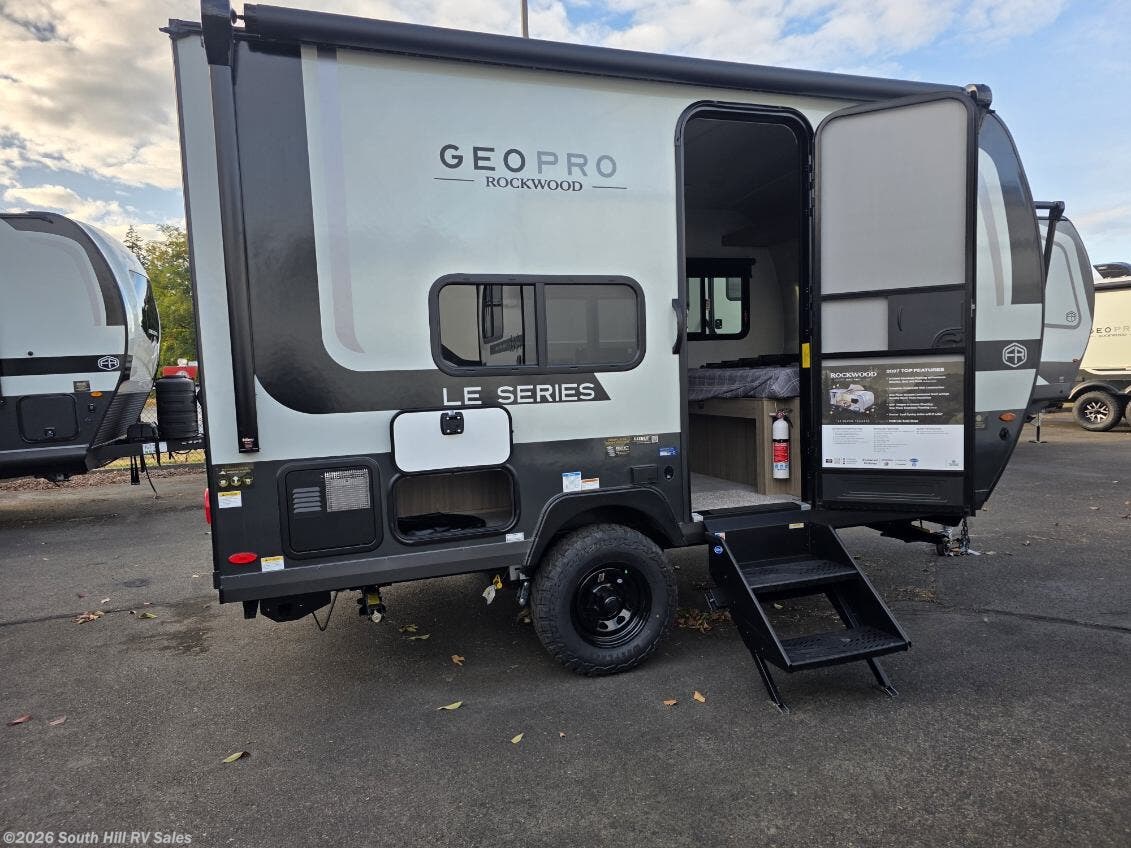 2027 Forest River Rockwood Geo Pro LE 13BLE - New Travel Trailer For Sale by South Hill RV Sales in Yelm, Washington features Auxiliary Battery, Microwave, Bunk Beds, Shower, Non-Smoking Unit