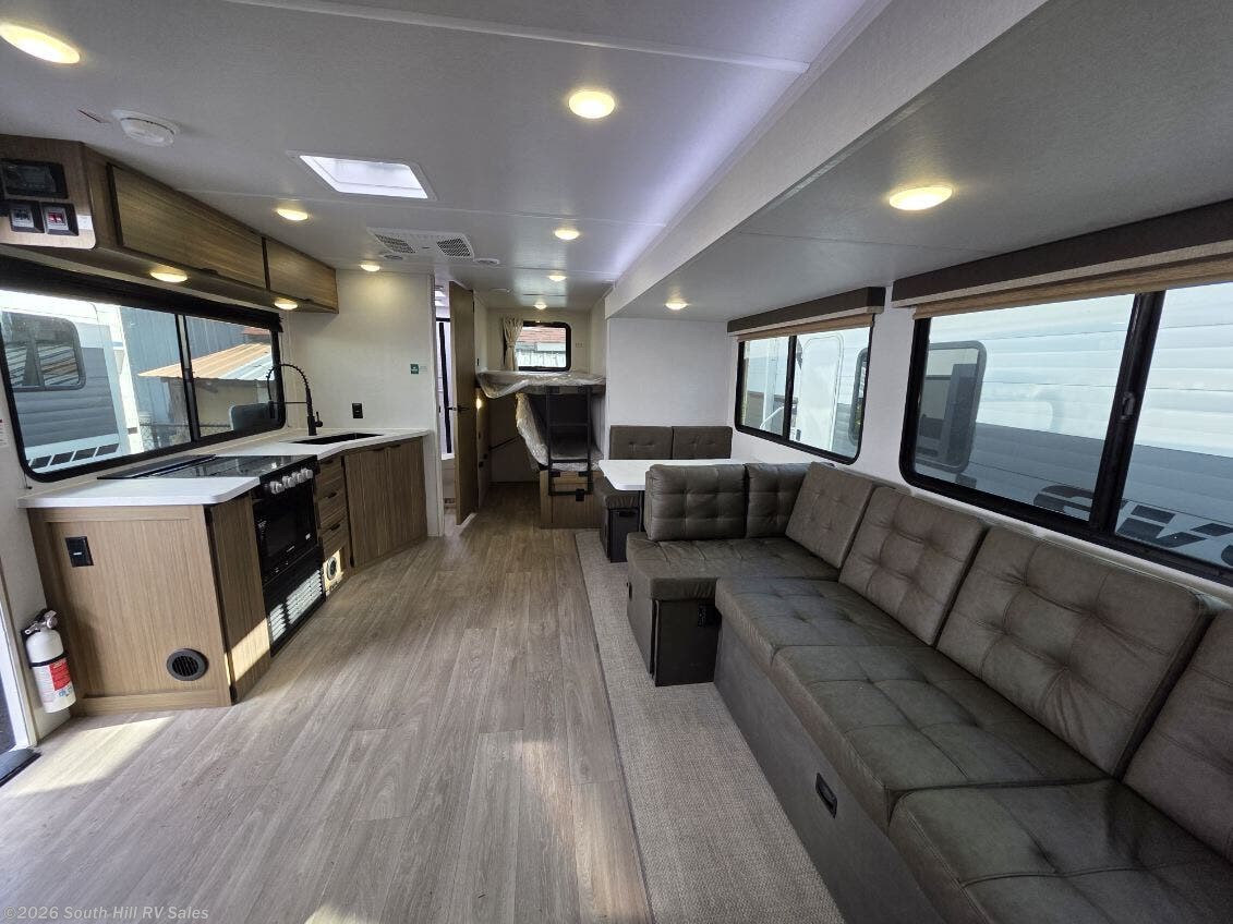 2027 Forest River EVO 26DBP - New Travel Trailer For Sale by South Hill RV Sales in Yelm, Washington features Bunk Beds, Smoke Detector, Water Heater, Fire Extinguisher, Awning