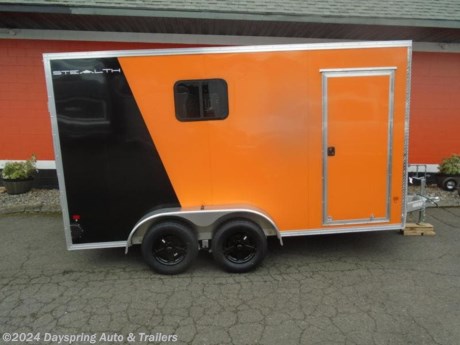 This is a 7 feet wide by 14 feet long plus the slant v-nose with 6 inches of extra height sitting on tandem 3500# axles with brakes on both and nice premium wheels.And this one has orange front paint and the rear is black. Inside is fully finish with white walls and the ceiling liner the floor is the very durable TPO flooring with a front upper cabinet done in the orange color and it has 2 dome lights . Outside it has a rv style side door and a rear ramp door and some rear loading jacks premium tail lights and more #T-995

AT DAYSPRING, IT IS OUR GOAL TO HELP YOU FIND THE RIGHT TRAILER FOR YOUR NEEDS.
IF WE DON&#39;T HAVE IT, WE WILL BE MORE THAN HAPPY TO ORDER IT FOR YOU.
WE WANT TO MAKE SURE THAT YOU HAVE THE RIGHT TRAILER AND ACCESSORIES TO FIT YOUR NEEDS.

CONTACT US AND HAVE A GREAT EXPERIENCE BUYING YOUR NEW TRAILER!

TRADES ARE NO PROBLEM; JUST LET US KNOW WHAT YOU HAVE.

FINANCING RATES ARE LOWER THROUGH CREDIT UNIONS.. WE ARE A CERTIFIED CUDL DEALER