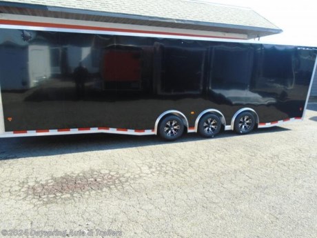 This is a 8.5 feet wide by 28 feet long with 6 feet 10 inches of inside height sitting on triple 5200# torsion spread axles with premium wheels. This one is loaded with tpo coin flooring,rear canopy with lights and loading lights in the chrome spring cover,front upper cabinet and lower cabinet with the wardrobe cabinet with lights over the counter a 60 amp power package with some outlets and a convert to run the 18&quot; led dome lights and the round puck lights in the wall to charge the battery which runs the lights when you are not plugged in upgrade side door to a 48&quot; rv style door, aluminum starter flap black carpet on the walls rear bogie wheels upgrade tail lights with reverse lights and more come check this one out

AT DAYSPRING, IT IS OUR GOAL TO HELP YOU FIND THE RIGHT TRAILER FOR YOUR NEEDS.

IF WE DON&#39;T HAVE IT, WE WILL BE MORE THAN HAPPY TO ORDER IT FOR YOU.

WE WANT TO MAKE SURE THAT YOU HAVE THE RIGHT TRAILER AND ACCESSORIES TO FIT YOUR NEEDS.

CONTACT US AND HAVE A GREAT EXPERIENCE BUYING YOUR NEW TRAILER!

TRADES ARE NO PROBLEM; JUST LET US KNOW WHAT YOU HAVE.

FINANCING RATES ARE LOWER THROUGH CREDIT UNIONS.. WE ARE A CERTIFIED CUDL DEALER