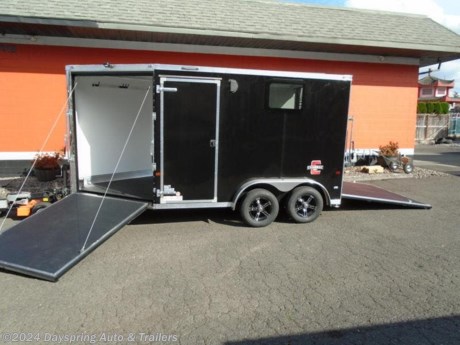 This a Charmac Trailer it is the top of the line trailer manufacture they have been in business for over 40 years same family owned business.
This trailer has 1.5 x1.5 square tube roof supports and square tube walls as well a a one piece aluminum roof and screw less bonded exterior walls as well as the tonque and rear bumper are protect with a bed liner material for long life and all led running lights as well as the dome light with a switch and a 36&quot; rv style side door. This one is 7.6 feet wide by 16 feet long and 7 feet tail inside. With white walls and ceiling that are insulated . Front and back drive out ramps a nice frame less window with nice aluminum Kick plate. This one has 4 clothes hooks nice led dome lights and a nice black rubber flooring led reverse lights and a porch light and loading lights over both ramp door and more come check out this premium cargo trailer

AT DAYSPRING, IT IS OUR GOAL TO HELP YOU FIND THE RIGHT TRAILER FOR YOUR NEEDS.
IF WE DON&#39;T HAVE IT, WE WILL BE MORE THAN HAPPY TO ORDER IT FOR YOU.
WE WANT TO MAKE SURE THAT YOU HAVE THE RIGHT TRAILER AND ACCESSORIES TO FIT YOUR NEEDS.

CONTACT US AND HAVE A GREAT EXPERIENCE BUYING YOUR NEW TRAILER!

TRADES ARE NO PROBLEM; JUST LET US KNOW WHAT YOU HAVE.

FINANCING RATES ARE LOWER THROUGH CREDIT UNIONS.. WE ARE A CERTIFIED CUDL DEALER