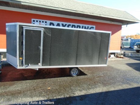If you are looking for a all aluminum enclosed 2 place snowmobile trailer this is the one. It only has a curb weight of 1480# so can tow with almost anything. This is no basic trailer it has upgrade tire size to 12 inch aluminum premium wheel with nice radial tires . And it is sitting on a 3000# torsion axle . Rear ramp door with a tapered ramp for easy loading . All led running lights. rv side door .This has a slide track in the floor so you can adjust the ski tie down bar were you want it and it has ski guides and paddle gabbers . has nice diamond plate for good protection . come check this out or some of are other snowmobile trailers

AT DAYSPRING, IT IS OUR GOAL TO HELP YOU FIND THE RIGHT TRAILER FOR YOUR NEEDS.
IF WE DON&#39;T HAVE IT, WE WILL BE MORE THAN HAPPY TO ORDER IT FOR YOU.
WE WANT TO MAKE SURE THAT YOU HAVE THE RIGHT TRAILER AND ACCESSORIES TO FIT YOUR NEEDS.

CONTACT US AND HAVE A GREAT EXPERIENCE BUYING YOUR NEW TRAILER!

TRADES ARE NO PROBLEM; JUST LET US KNOW WHAT YOU HAVE.

FINANCING RATES ARE LOWER THROUGH CREDIT UNIONS. WE ARE A CERTIFIED CUDL DEALER