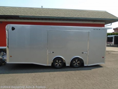 This is a all aluminum car hauler sitting on tandem 3500# torsion spread axles with brakes on both axles with premium wheels and. fully finished interior with white walls and a white ceiling liner with a aluminum starter .The inside is a 20 foot floor . The best thing is this trailer has a elite escape door which is the best escape door out there on the market.It has the premium running lights package including reverse lights and the tpo coin flooring and rear bogey wheels more

AT DAYSPRING, IT IS OUR GOAL TO HELP YOU FIND THE RIGHT TRAILER FOR YOUR NEEDS.
IF WE DON&#39;T HAVE IT, WE WILL BE MORE THAN HAPPY TO ORDER IT FOR YOU.
WE WANT TO MAKE SURE THAT YOU HAVE THE RIGHT TRAILER AND ACCESSORIES TO FIT YOUR NEEDS.

CONTACT US AND HAVE A GREAT EXPERIENCE BUYING YOUR NEW TRAILER!

TRADES ARE NO PROBLEM; JUST LET US KNOW WHAT YOU HAVE.

FINANCING RATES ARE LOWER THROUGH CREDIT UNIONS . WE ARE A CERTIFIED CUDL DEALER