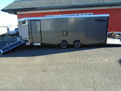 This is a all aluminum 8.5 feet wide by 22 feet inside floor plus the v-nose. This one is sitting on tandem 3500# spread axles with premium wheels. This one is a all sport model and it is loaded with extras starting with all white interior and a very durable quad ply flooring it also has a 40k furnace, a 110 package and battery and a lot off extra interior lighting 2 sitting benches and 10 coat hooks a full size spare a fuel door 8 d-ring drive over fenders 7&quot; exterior trim this trailer is design for side by sides ,atv,snowmobile,cars and this finished in charcoal with powered coated trim in black and a limited life time warranty

AT DAYSPRING, IT IS OUR GOAL TO HELP YOU FIND THE RIGHT TRAILER FOR YOUR NEEDS.
IF WE DON&#39;T HAVE IT, WE WILL BE MORE THAN HAPPY TO ORDER IT FOR YOU.
WE WANT TO MAKE SURE THAT YOU HAVE THE RIGHT TRAILER AND ACCESSORIES TO FIT YOUR NEEDS.

CONTACT US AND HAVE A GREAT EXPERIENCE BUYING YOUR NEW TRAILER!

TRADES ARE NO PROBLEM; JUST LET US KNOW WHAT YOU HAVE.

FINANCING RATES ARE LOWER THROUGH CREDIT UNIONS WE ARE A CERTIFIED CUDL DEALER