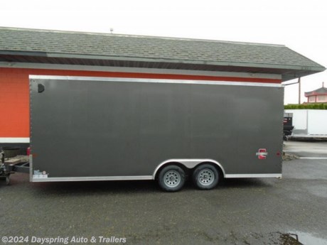This is a Charmac Stealth car hauler 8.5 foot wide by 20 feet long with 6 inches of extra height sitting on tandem 3500# dexter axles with brakes on both with a rear ramp door and a rv style side this one has the car hauler package. and a beautiful white finish interior with 4 d-rings premium led lights and more.

Charmac is the premium cargo trailer manufacture and has been in business for over 40 years if you want to see a quality built trailer come check this out

AT DAYSPRING, IT IS OUR GOAL TO HELP YOU FIND THE RIGHT TRAILER FOR YOUR NEEDS.
IF WE DON&#39;T HAVE IT, WE WILL BE MORE THAN HAPPY TO ORDER IT FOR YOU.
WE WANT TO MAKE SURE THAT YOU HAVE THE RIGHT TRAILER AND ACCESSORIES TO FIT YOUR NEEDS.

CONTACT US AND HAVE A GREAT EXPERIENCE BUYING YOUR NEW TRAILER!

TRADES ARE NO PROBLEM; JUST LET US KNOW WHAT YOU HAVE.

FINANCING RATES ARE LOWER THROUGH CREDIT UNIONS WE ARE A CERTIFIED CUDL DEALER