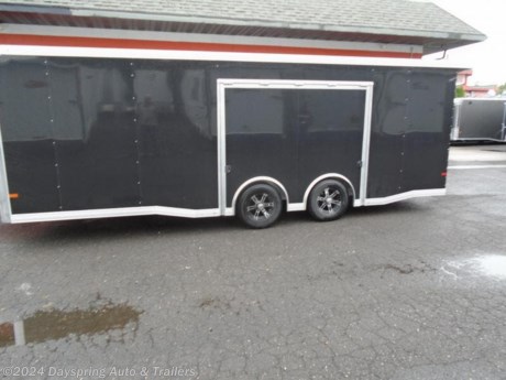 This is a all aluminum trailer sitting on 5200# torsion spread axles with premium wheels and brakes on both axles all aluminum flooring with 4 hd d-rings a 48&quot; rv style side door with a big slide out step 7 feet tail inside and 8.6 feet wide this is the race package trailer with aluminum finish inside a overhead and lower front cabinet a 60amp power service with a converter a roof that is pre wired for a a/c unit and 4 outlets including one out side and a battery all led lights inside and out side the elite escape door on the side with removable fender so you can get out of your car and a rear spoiler with loading lights

| Standard Features |
| ----------------- |
| Coupler |
| A-Frame |
| Trailer Width |
| Trailer Height |
| Trailer Lengths |
| Construction |
| Exterior skin |
| Interior skin |
| Axles |
| Axle configuration |
| Wheels |
| Brakes |
| Tires |
| Dove tail |
| Spoiler |
| Jack |
| Corners |
| Verticals |
| Side door |
| Side step |
| Rear ramp |
| Ramp extension |
| Vent |
| Base cabinets |
| Overhead cabinets |
| Tie downs in floor |
| Power connection |
| 110V Outlets |
| Gravel guard |
| Interior lighting |
| |

AT DAYSPRING, IT IS OUR GOAL TO HELP YOU FIND THE RIGHT TRAILER FOR YOUR NEEDS.
IF WE DON&#39;T HAVE IT, WE WILL BE MORE THAN HAPPY TO ORDER IT FOR YOU.
WE WANT TO MAKE SURE THAT YOU HAVE THE RIGHT TRAILER AND ACCESSORIES TO FIT YOUR NEEDS.
CONTACT US AND HAVE A GREAT EXPERIENCE BUYING YOUR NEW TRAILER!
TRADES ARE NO PROBLEM; JUST LET US KNOW WHAT YOU HAVE.
FINANCING RATES WE ARE A CUDL DEALER WHICH MEANS WE HAVE A LOT OF CREDIT UNION TO CHOOSE FROM O.A.C.. WE ARE A CERTIFIED CUDL DEALER