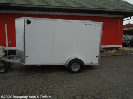 This is a 6 foot wide by 12 feet long plus the v-nose and it is 79 inches tail inside and 75 inches tail at the rear doorS. This one is sitting on a 3500# axle with 15&quot; trailer radial tires. and a side rv style door and a rear double doors and a white ceiling liner

AT DAYSPRING, IT IS OUR GOAL TO HELP YOU FIND THE RIGHT TRAILER FOR YOUR NEEDS.
IF WE DON&#39;T HAVE IT, WE WILL BE MORE THAN HAPPY TO ORDER IT FOR YOU.
WE WANT TO MAKE SURE THAT YOU HAVE THE RIGHT TRAILER AND ACCESSORIES TO FIT YOUR NEEDS.

CONTACT US AND HAVE A GREAT EXPERIENCE BUYING YOUR NEW TRAILER!

TRADES ARE NO PROBLEM; JUST LET US KNOW WHAT YOU HAVE.

FINANCING RATES ARE LOWER THROUGH CREDIT UNIONS WE ARE A CERTIFIED CUDL DEALER