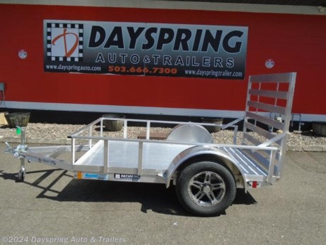 This is a all aluminum 5x8 flat trailer that is super lite but very strong and it is sitting on a 3500# axles with 15&quot; aluminum premium wheels and here are the standard features
&#226;?&#162; All-Aluminum Construction &#226;?&#162; 24&quot; O/C Floor Crossmembers &#226;?&#162; 2&quot;x4&quot; Box Tube Tongue &#226;?&#162; 6000# Coupler w/ 2&quot; Ball &#226;?&#162; Leaf Spring Idler Straight Axle &#226;?&#162; Aluminum Fenders&#226;?&#162; Integrated Aluminum Fold Down Ramp &#226;?&#162; 2000# Center Jack &#226;?&#162; Fixed 1&quot;x2&quot; Rail Kit &#226;?&#162; Exterior LED Lighting &#226;?&#162; Limited 4 Year Warranty Extruded Aluminum Floor

AT DAYSPRING, IT IS OUR GOAL TO HELP YOU FIND THE RIGHT TRAILER FOR YOUR NEEDS.

IF WE DON&#39;T HAVE IT, WE WILL BE MORE THAN HAPPY TO ORDER IT FOR YOU.
WE WANT TO MAKE SURE THAT YOU HAVE THE RIGHT TRAILER AND ACCESSORIES TO FIT YOUR NEEDS.

CONTACT US AND HAVE A GREAT EXPERIENCE BUYING YOUR NEW TRAILER!

TRADES ARE NO PROBLEM; JUST LET US KNOW WHAT YOU HAVE.

FINANCING RATES CREDIT UNION HAVE LOW RATES WE ARE A CERTIFIED CUDL DEALER