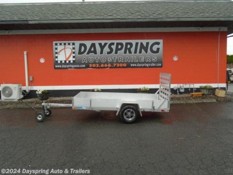 This is a new all aluminum flatbed trailer with a drop down rear ramp gate and very nice premium wheels both side rail have a slide track tie down system so you can adjust your d rings to work for your load. This trailer is very light but it is sitting on a torsion 2200# axle. 10 Inch removable sides

AT DAYSPRING, IT IS OUR GOAL TO HELP YOU FIND THE RIGHT TRAILER FOR YOUR NEEDS.

IF WE DON&#39;T HAVE IT, WE WILL BE MORE THAN HAPPY TO ORDER IT FOR YOU.
WE WANT TO MAKE SURE THAT YOU HAVE THE RIGHT TRAILER AND ACCESSORIES TO FIT YOUR NEEDS.

CONTACT US AND HAVE A GREAT EXPERIENCE BUYING YOUR NEW TRAILER!

TRADES ARE NO PROBLEM; JUST LET US KNOW WHAT YOU HAVE.

FINANCING RATES CREDIT UNION HAVE LOW RATES WE ARE A CERTIFIED CUDL DEALER
