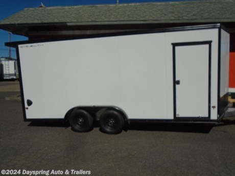 This is a new Stealth Limited Edition Model.This one is over 7 feet tail inside and 7.6 feet wide with 18 feet of floor length plus the v-nose it has white walls and ceiling with the best flooring on the market and it is sitting on tandem 3500# torsion axles with black wheels and a rear spoiler with loading lights and it has all the trim has been powered coated in black with 6 inches of extra of height. This is a very sharp looking trailer come check it out it is a limited model


AT DAYSPRING, IT IS OUR GOAL TO HELP YOU FIND THE RIGHT TRAILER FOR YOUR NEEDS.

IF WE DON&#39;T HAVE IT, WE WILL BE MORE THAN HAPPY TO ORDER IT FOR YOU.
WE WANT TO MAKE SURE THAT YOU HAVE THE RIGHT TRAILER AND ACCESSORIES TO FIT YOUR NEEDS.

CONTACT US AND HAVE A GREAT EXPERIENCE BUYING YOUR NEW TRAILER!

TRADES ARE NO PROBLEM; JUST LET US KNOW WHAT YOU HAVE.

FINANCING RATES CREDIT UNION HAVE LOW RATES WE ARE A CERTIFIED CUDL DEALER