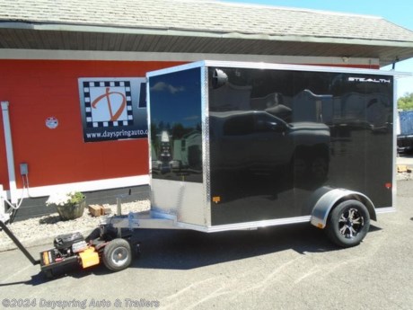 This is a 6 foot wide by 10 feet long plus the v-nose and it is 79 inches tail inside and 76 inches tail at the rear door. This one is sitting on a 3500# axle with 15&quot; trailer radial tires with premium wheels. This one has a rear spoiler with 3 loading lights in it the inside has a white luan ceiling and a side rv style door and a rear ramp door

AT DAYSPRING, IT IS OUR GOAL TO HELP YOU FIND THE RIGHT TRAILER FOR YOUR NEEDS.
IF WE DON&#39;T HAVE IT, WE WILL BE MORE THAN HAPPY TO ORDER IT FOR YOU.
WE WANT TO MAKE SURE THAT YOU HAVE THE RIGHT TRAILER AND ACCESSORIES TO FIT YOUR NEEDS.

CONTACT US AND HAVE A GREAT EXPERIENCE BUYING YOUR NEW TRAILER!

TRADES ARE NO PROBLEM; JUST LET US KNOW WHAT YOU HAVE.

FINANCING RATES ARE LOWER THROUGH CREDIT UNIONS WE ARE A CERTIFIED CUDL DEALER