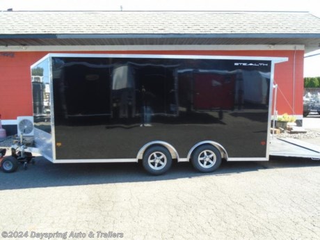 This the prefect Atv/Utv trailer. First it is all aluminum. It is 8.5 feet wide by 16 feet long with the inside is 7 feet tall and the rear door opening is 81 inches tail. It has 3500# torsion spread axles with brakes on both axles and premium wheels for a nice ride and white luan ceiling and white walls The flooring is tpo flooring which is fully waterproof. All led running lights. A rear spoiler with loading lights. This one has slide track for easy tie down points. A 18x24 sliding window Come check out this sharp trailer . This trailer has a small dent in the chrome nose

AT DAYSPRING, IT IS OUR GOAL TO HELP YOU FIND THE RIGHT TRAILER FOR YOUR NEEDS.
IF WE DON&#39;T HAVE IT, WE WILL BE MORE THAN HAPPY TO ORDER IT FOR YOU.
WE WANT TO MAKE SURE THAT YOU HAVE THE RIGHT TRAILER AND ACCESSORIES TO FIT YOUR NEEDS.

CONTACT US AND HAVE A GREAT EXPERIENCE BUYING YOUR NEW TRAILER!

TRADES ARE NO PROBLEM; JUST LET US KNOW WHAT YOU HAVE.

FINANCING RATES ARE LOWER THROUGH CREDIT UNIONS WE ARE A CERTIFIED CUDL DEALER
