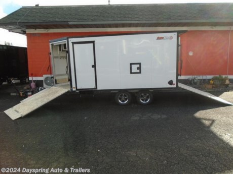 This is a new all aluminum enclosed snowmobile trailer That is a limited edition and it is loaded it is 7 feet 1 inches tail inside and the inside has nice white walls and ceiling and a rv style side door with a fold down step and a front ramp to drive out , 2 full length rows of slide track recessed in the floor rear spoiler with loading lights all led running lights and dome lights, front cabinet, a row of coat hooks, premium wheels and brakes on both axles,outside is powder coated and a lot more

AT DAYSPRING, IT IS OUR GOAL TO HELP YOU FIND THE RIGHT TRAILER FOR YOUR NEEDS.
IF WE DON&#39;T HAVE IT, WE WILL BE MORE THAN HAPPY TO ORDER IT FOR YOU.
WE WANT TO MAKE SURE THAT YOU HAVE THE RIGHT TRAILER AND ACCESSORIES TO FIT YOUR NEEDS.

CONTACT US AND HAVE A GREAT EXPERIENCE BUYING YOUR NEW TRAILER!

TRADES ARE NO PROBLEM; JUST LET US KNOW WHAT YOU HAVE.

FINANCING RATES ARE LOWER THROUGH CREDIT UNIONS .. WE ARE A CERTIFIED CUDL DEALER
VISIT OUR WEB SITE AT WWW.DAYSPRINGAUTO.COM

DAYSPRING AUTO &amp; TRAILERS
786 NE BURNSIDE
GRESHAM OREGON 97030
503-666-7300
DA2659