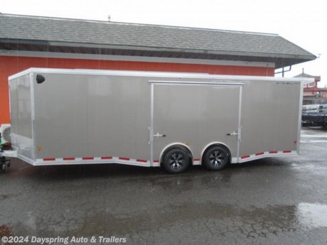 This is a new Alcom Stealth all aluminum car hauler. It is 8 feet 5 inches wide and 24 feet long plus the 3 foot v-nose, sitting on tandem 5200# axles with brakes on both axles and it is a spread axle with premium wheels, fully finished inside with white walls and ceiling,the very popular elite escape door with removable fender so you can step out of your car with your drivers door open, spare tire with a nice wall mount, 



AT DAYSPRING, IT IS OUR GOAL TO HELP YOU FIND THE RIGHT TRAILER FOR YOUR NEEDS.

IF WE DON&#39;T HAVE IT, WE WILL BE MORE THAN HAPPY TO ORDER IT FOR YOU.
WE WANT TO MAKE SURE THAT YOU HAVE THE RIGHT TRAILER AND ACCESSORIES TO FIT YOUR NEEDS.

CONTACT US AND HAVE A GREAT EXPERIENCE BUYING YOUR NEW TRAILER!

TRADES ARE NO PROBLEM; JUST LET US KNOW WHAT YOU HAVE.

FINANCING RATES CREDIT UNION HAVE LOW RATES WE ARE A CERTIFIED CUDL DEALER