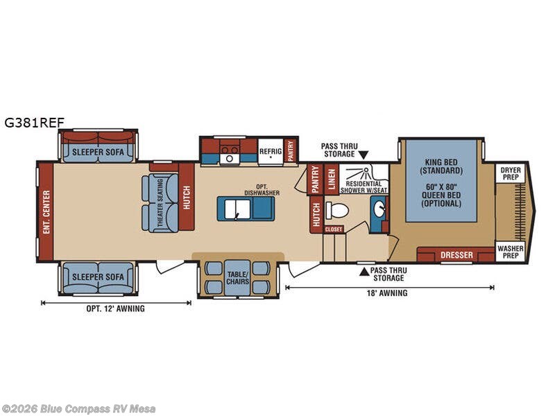 2018 K-Z Durango Gold 381REF - Used Fifth Wheel For Sale by Blue Compass RV Mesa in Mesa, Arizona features Slideout