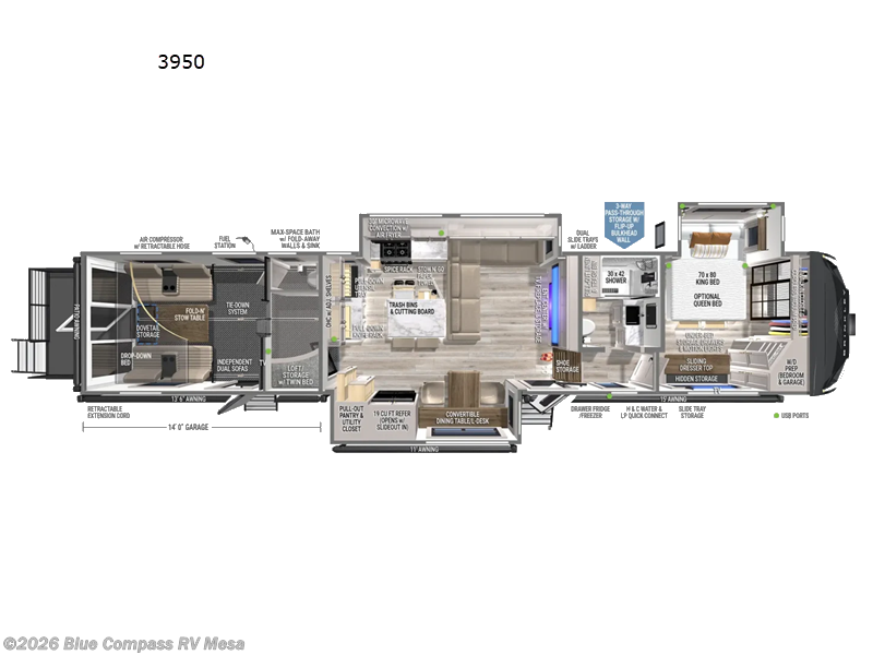 2027 Brinkley RV Model G 3950 - New Toy Hauler For Sale by Blue Compass RV Mesa in Mesa, Arizona features Slideout