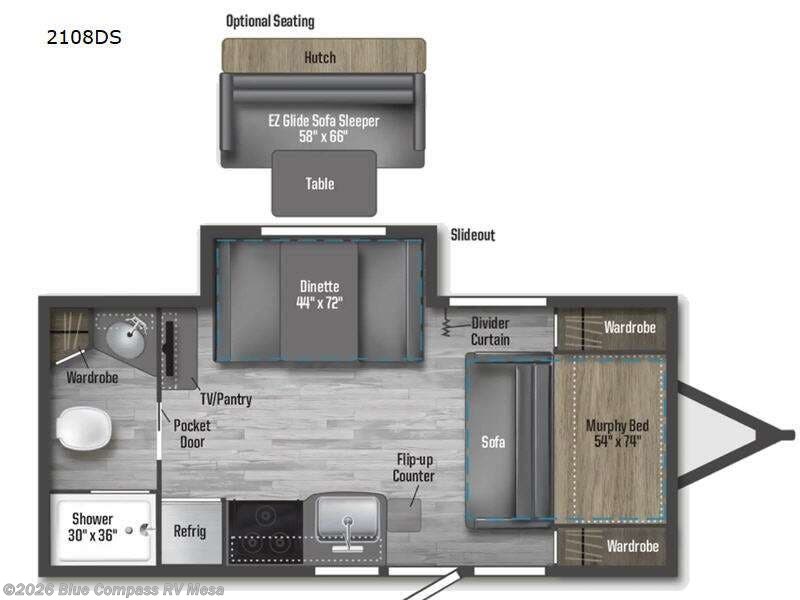 2022 Winnebago Micro Minnie 2108DS - Used Travel Trailer For Sale by Blue Compass RV Mesa in Mesa, Arizona features Slideout