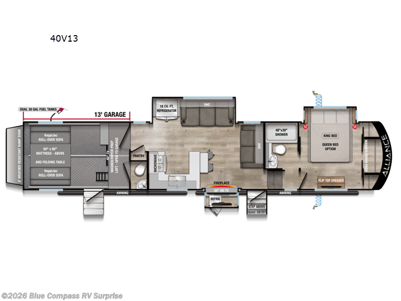 2026 Alliance RV Valor 40V13 - New Toy Hauler For Sale by Blue Compass RV Surprise in Surprise, Arizona features Slideout