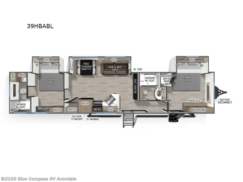 2026 Forest River Cherokee Timberwolf Black Label 39HBABL - New Destination Trailer For Sale by Blue Compass RV Avondale in Avondale, Arizona features Slideout