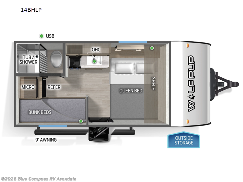 2026 Forest River Cherokee Wolf Pup 14BHLP - New Travel Trailer For Sale by Blue Compass RV Avondale in Avondale, Arizona