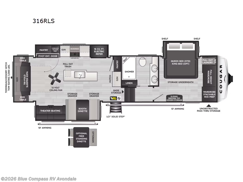 2025 Keystone Cougar 316RLS - Used Fifth Wheel For Sale by Blue Compass RV Avondale in Avondale, Arizona features Slideout