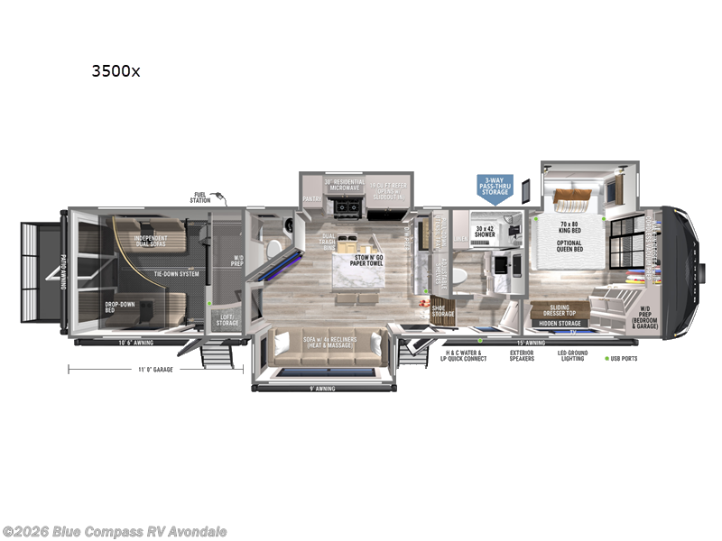 2026 Brinkley RV Model Gx 3500x - New Toy Hauler For Sale by Blue Compass RV Avondale in Avondale, Arizona features Slideout
