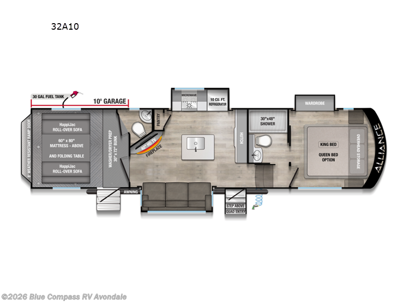 2027 Alliance RV Valor All-Access 32A10 - New Toy Hauler For Sale by Blue Compass RV Avondale in Avondale, Arizona features Slideout