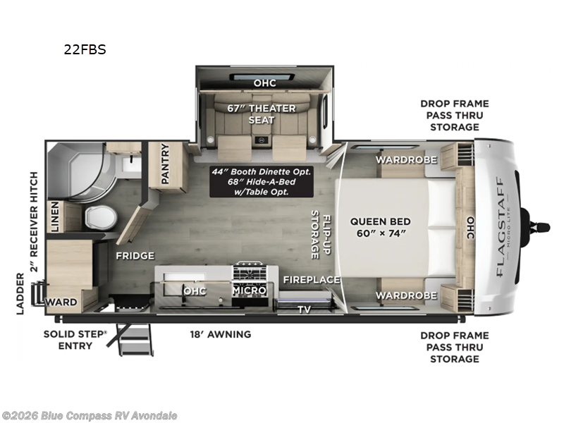 2026 Forest River Flagstaff Micro Lite 22FBS - New Travel Trailer For Sale by Blue Compass RV Avondale in Avondale, Arizona features Slideout