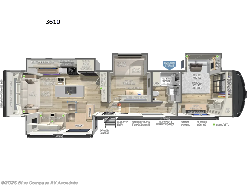 2027 Brinkley RV Model Z 3610 - New Fifth Wheel For Sale by Blue Compass RV Avondale in Avondale, Arizona features Slideout