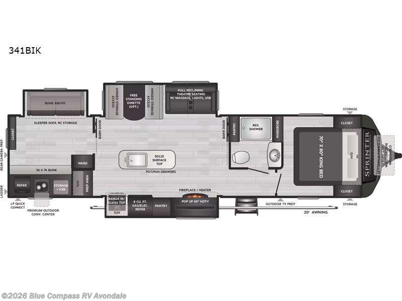 2022 Keystone Sprinter Limited 341BIK - Used Travel Trailer For Sale by Blue Compass RV Avondale in Avondale, Arizona features Slideout