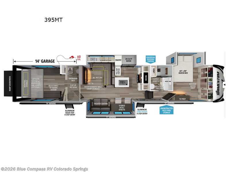 2026 Grand Design Momentum 395MT - New Toy Hauler For Sale by Blue Compass RV Colorado Springs in Colorado Springs, Colorado features Slideout