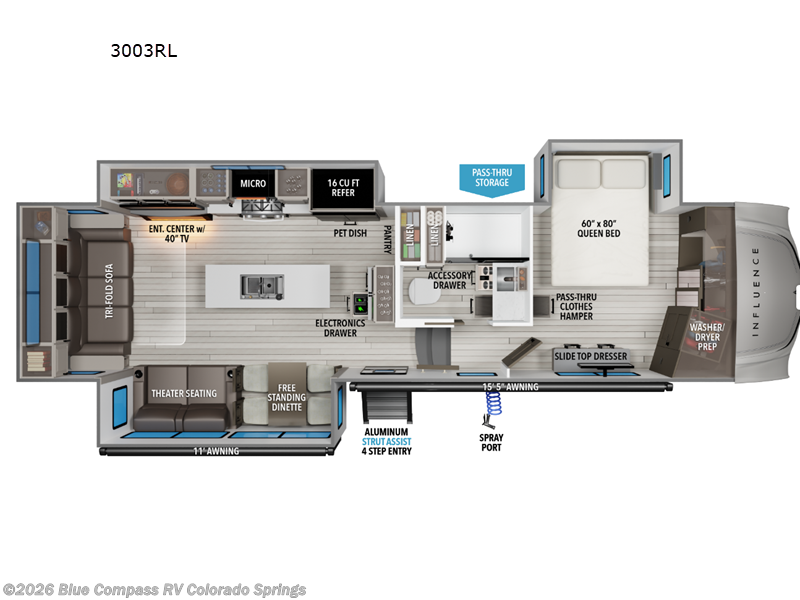 2026 Grand Design Influence 3003RL - New Fifth Wheel For Sale by Blue Compass RV Colorado Springs in Colorado Springs, Colorado features Slideout