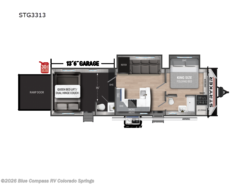2023 Cruiser RV Stryker STG3313 - Used Toy Hauler For Sale by Blue Compass RV Colorado Springs in Colorado Springs, Colorado features Slideout