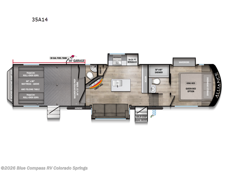 2026 Alliance RV Valor All-Access 35A14 - Used Toy Hauler For Sale by Blue Compass RV Colorado Springs in Colorado Springs, Colorado features Slideout