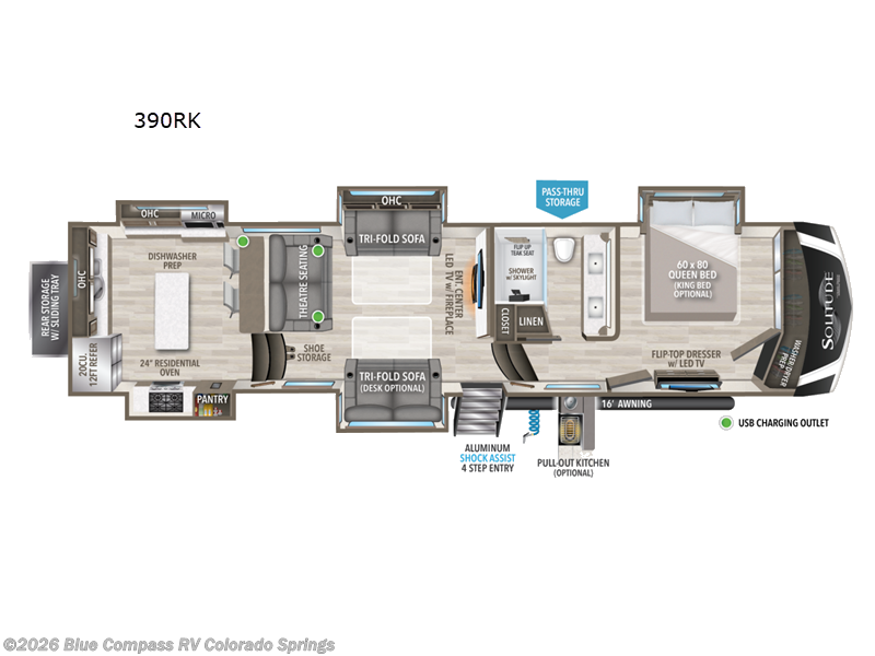 2023 Grand Design Solitude 390RK - Used Fifth Wheel For Sale by Blue Compass RV Colorado Springs in Colorado Springs, Colorado features Slideout