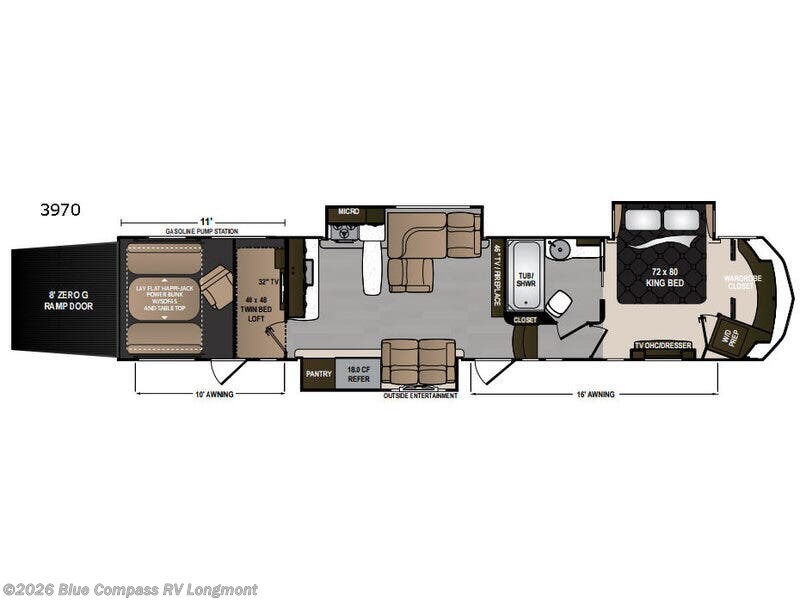 2018 Dutchmen Voltage Epic 3970 - Used Toy Hauler For Sale by Blue Compass RV Longmont in Longmont, Colorado features Slideout