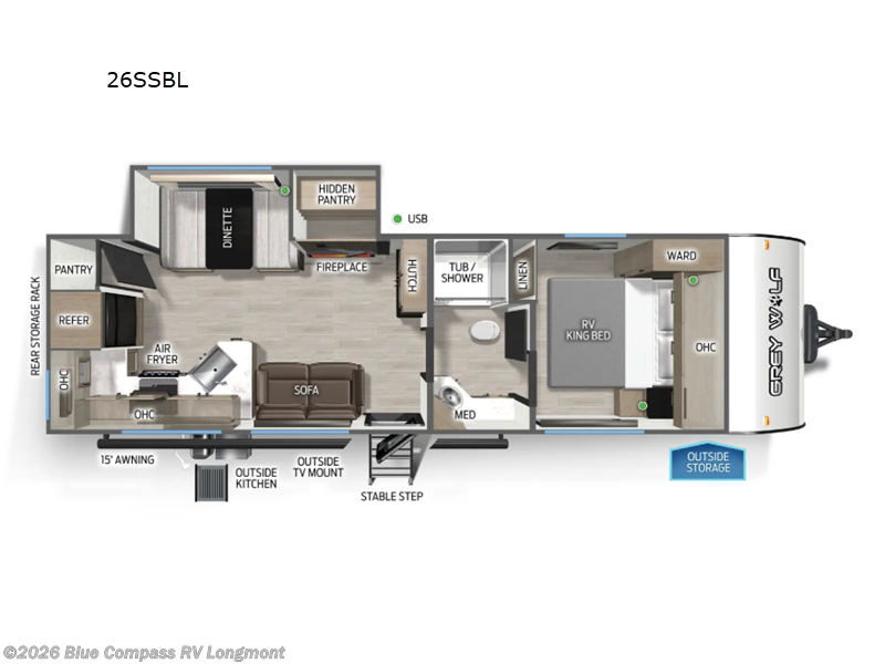 2026 Forest River Cherokee Grey Wolf Black Label 26SSBL - New Travel Trailer For Sale by Blue Compass RV Longmont in Longmont, Colorado features Slideout