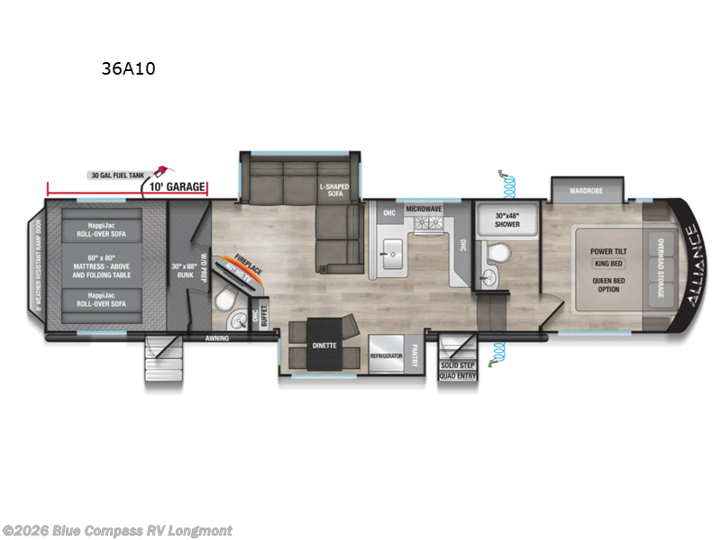 2027 Alliance RV Valor All-Access 36A10 - New Toy Hauler For Sale by Blue Compass RV Longmont in Longmont, Colorado features Slideout